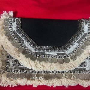 Sassy Jones Black and Silver Embellished Clutch